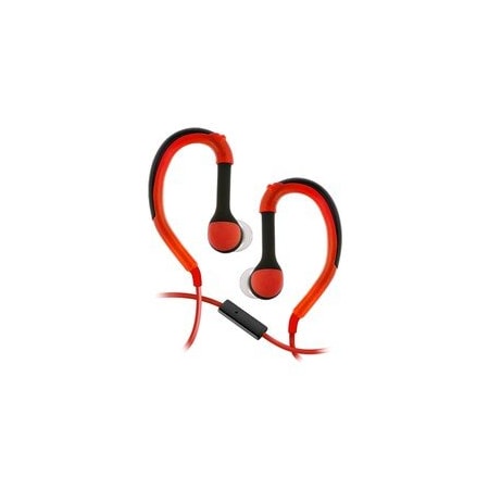 Cable Wholesale Flexible In-Ear Buds w/ In-Line Mic, Sports Ear Clip, 3.5mm, Red 5002-125RD